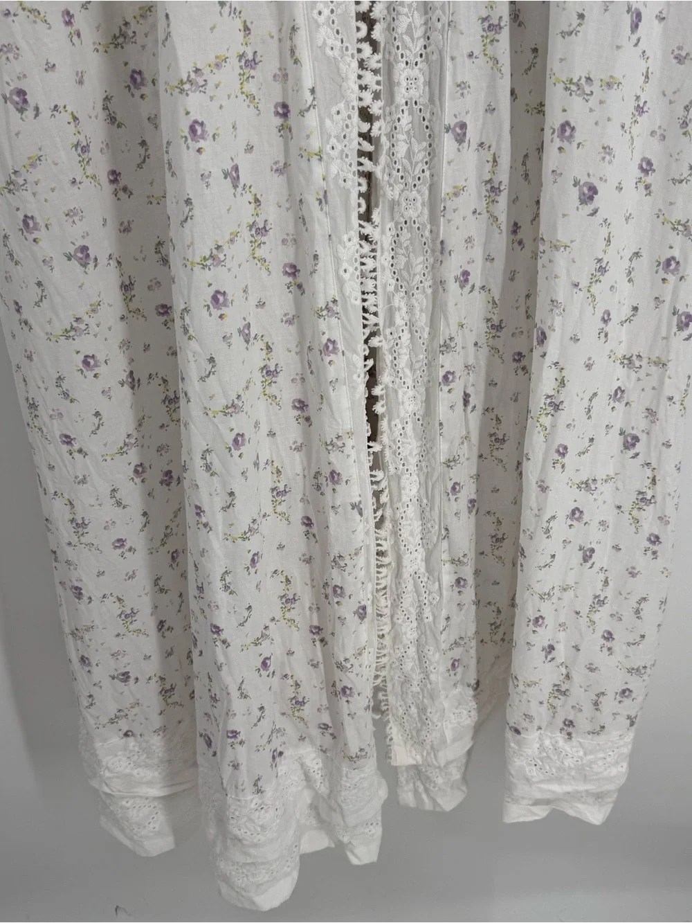 The 1 for U You Rosalind Long Cotton Robe /Gown Set Lilac Rose Lace Size XL/XXL